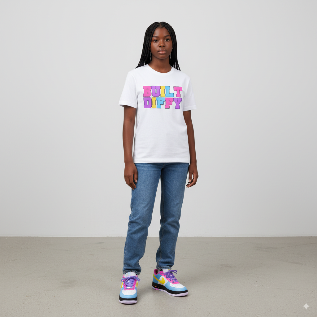 BUILT DIFFY - w/ PINK, PURPLE, TURQUOISE Letters