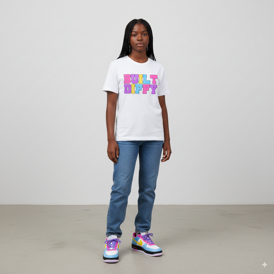 BUILT DIFFY - w/ PINK, PURPLE, TURQUOISE Letters
